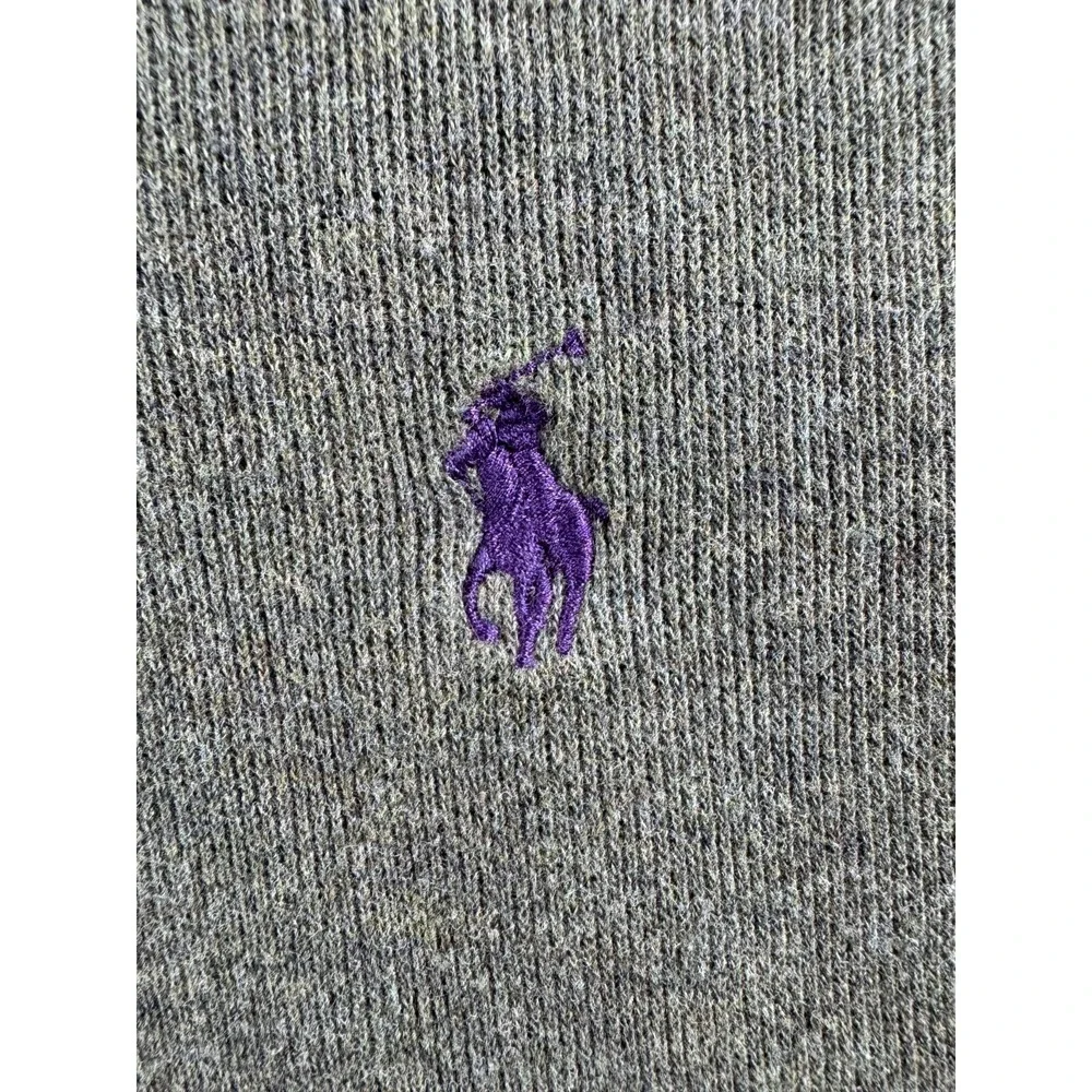 Polo Ralph Lauren Estate Rib Shawl Cowl Neck Green Sweater Mens XL Purple Pony